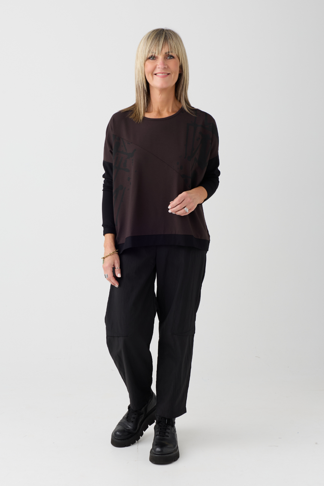 Naya Choko/Black Placement Print Top