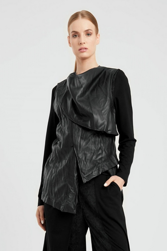 Elsewhere Black Zipped Waistcoat