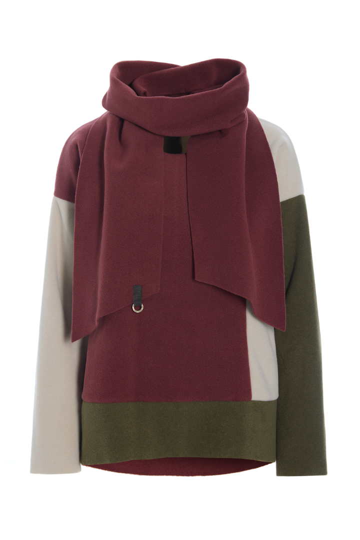 HS Bordeaux/Kit/Moss Jumper w/Scarf 1412
