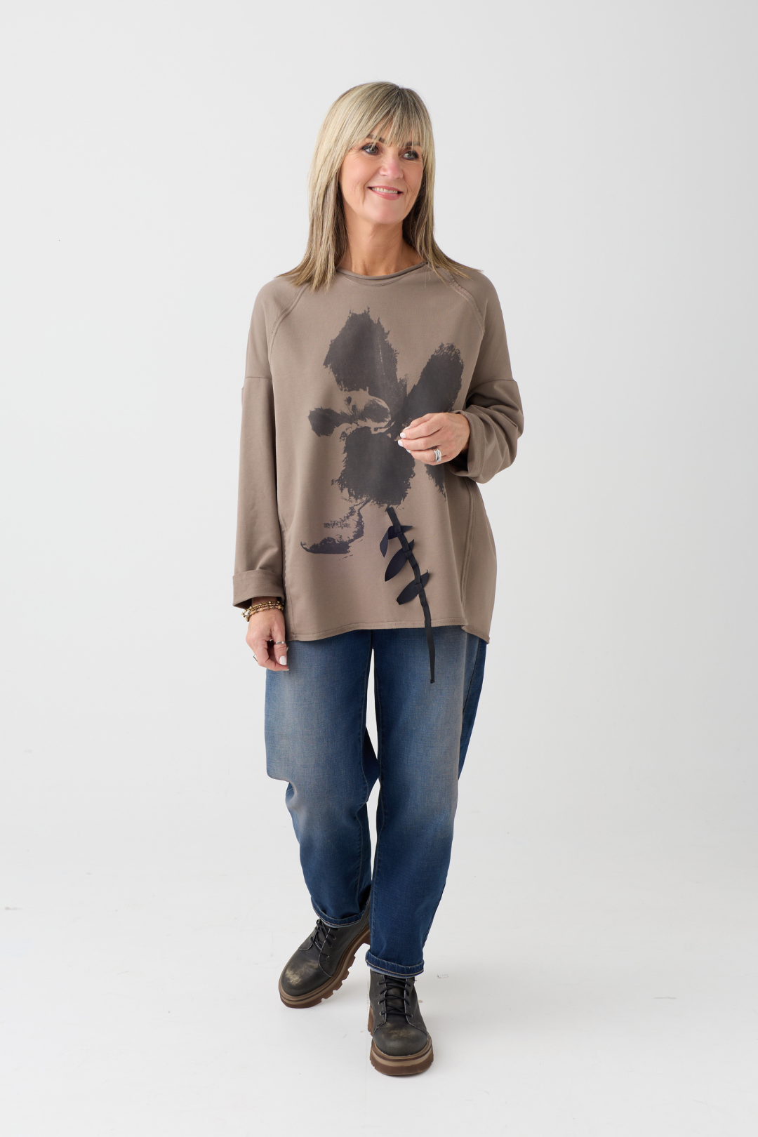 Kedziorek Taupe Hand Printed Top 5530