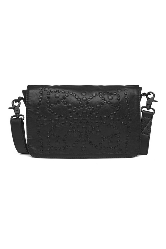 Depeche Black Crossbody Leather Bag / with Matte Black Studs