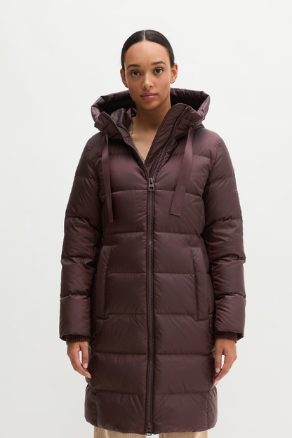 Marc O'Polo Black Cherry Hooded Longline Coat