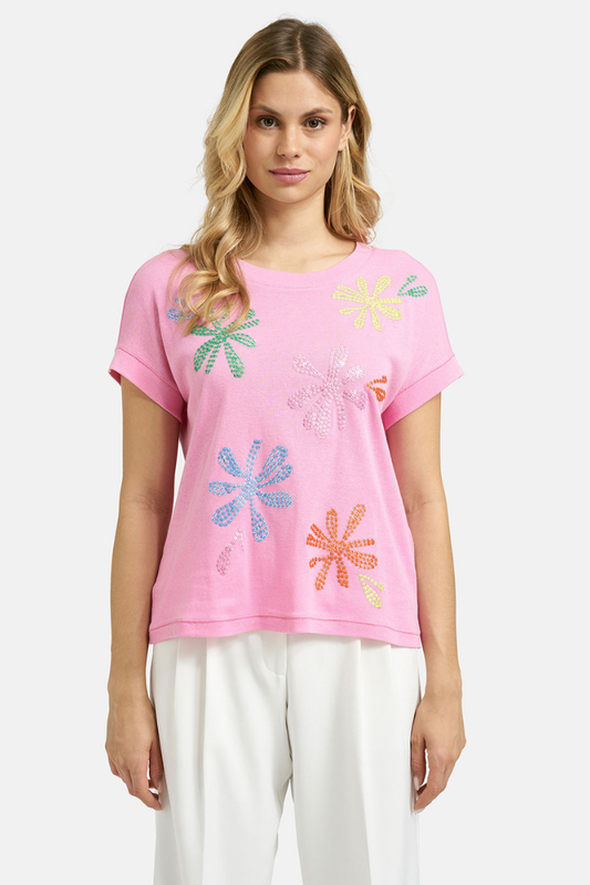 Milano Orchid Sequin Flower T-Shirt
