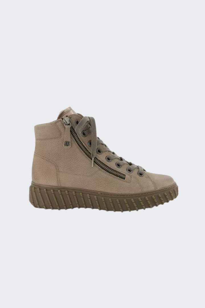 Paul Green Taupe Nubuk High-Top Trainers
