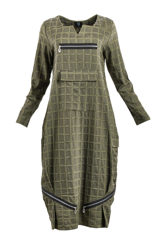 My Soul Bubble Olive Dress with Zips