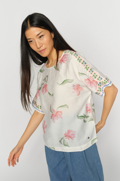 Mos Mosh Palma Big Orchid Ecru Blouse
