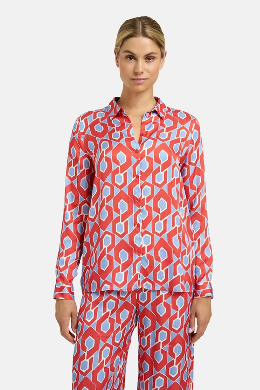 Milano Red/Blue Print Blouse
