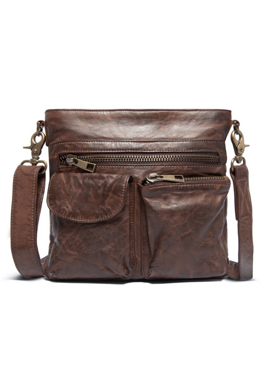 Depeche Brown Front Pockets Cross Over Bag