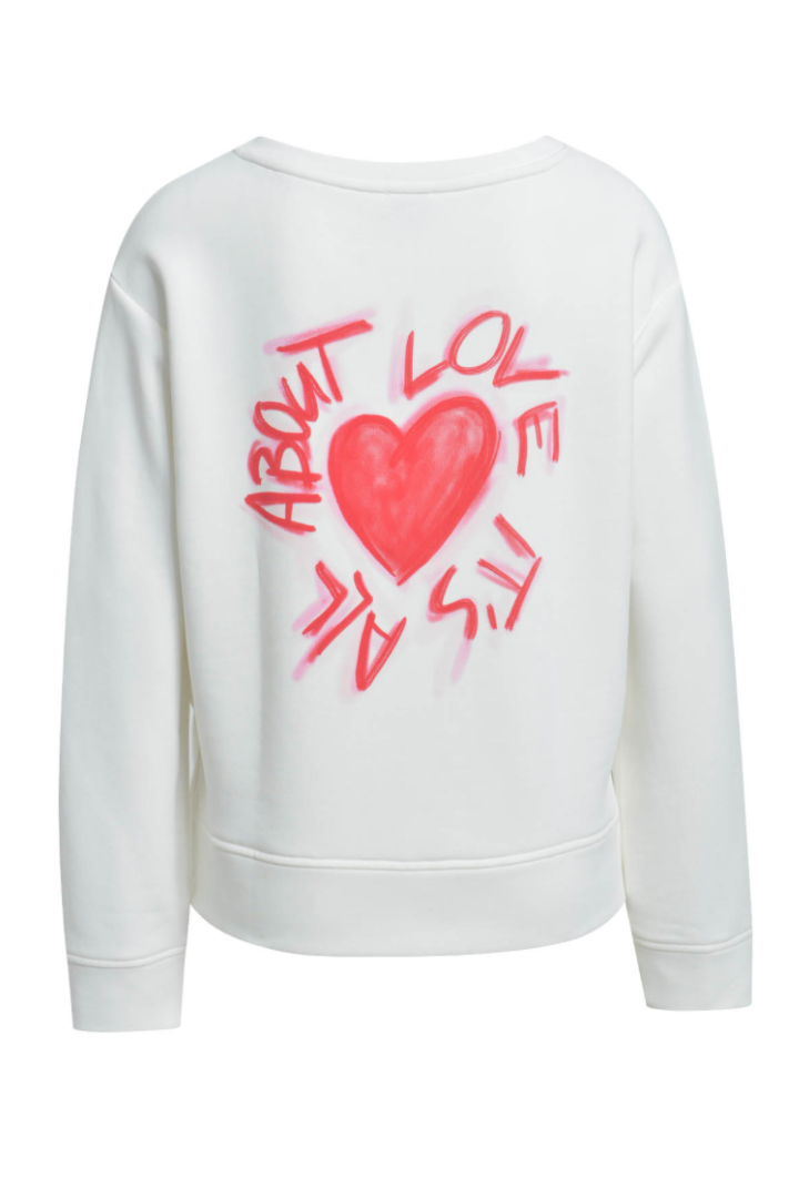 Milano Off White Heart Print Sweatshirt
