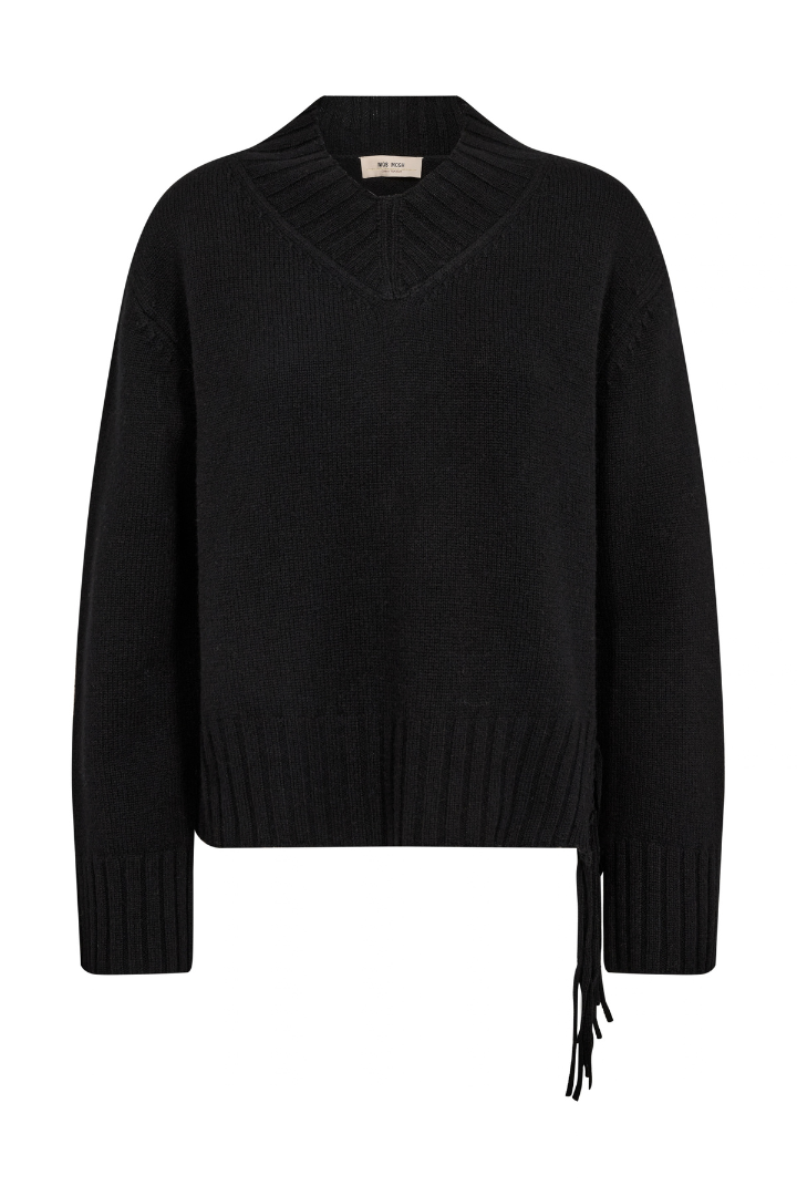 Mos Mosh Eshala Black Fringe V-Neck Jumper