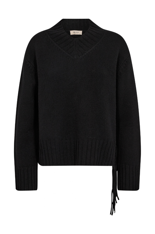 Mos Mosh Eshala Black Fringe V-Neck Jumper