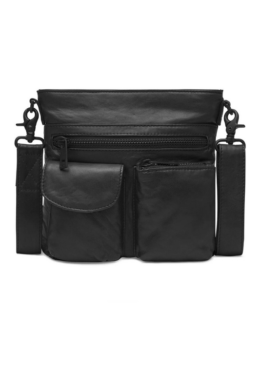 Depeche Black Crossbody Bag in Soft Leather