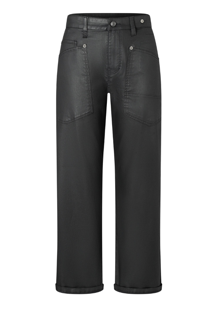 Mac Black Coated Baggy Straight Leg Jeans