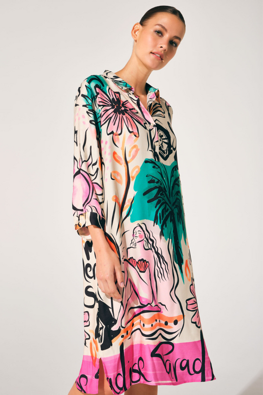 Milano Paradise Colourful Print Dress / Placket