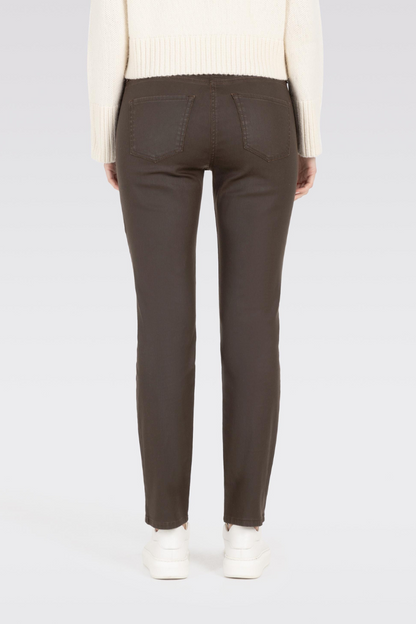 Mac Slim Truffle Brown Coated Jeans