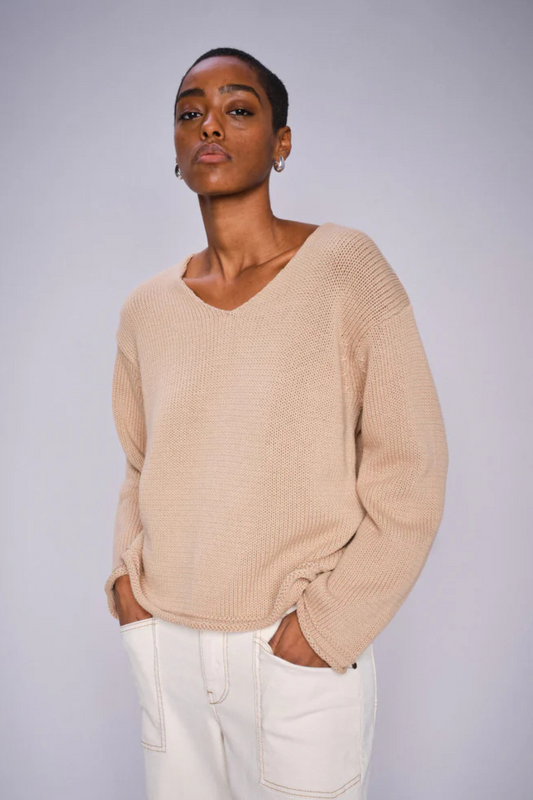 Mos Mosh Bine Sesame V-neck Jumper