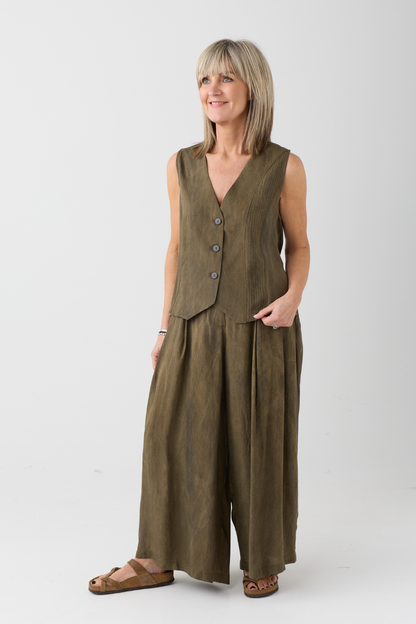el2 Dark Olive Wide-Leg Trouser 8083