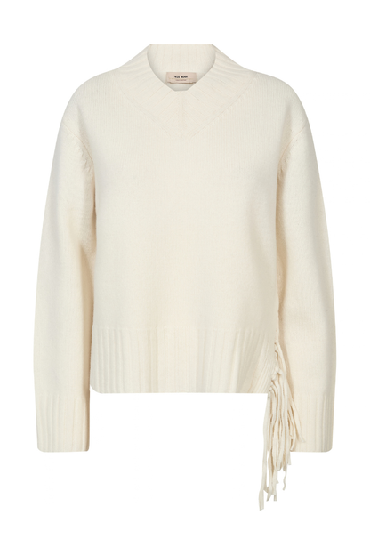 Mos Mosh Eshala Ecru Fringe V-Neck Jumper