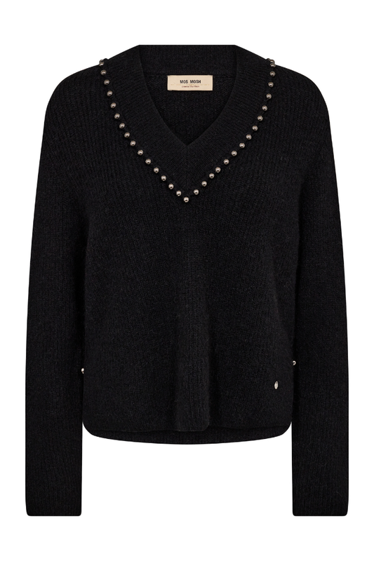 Mos Mosh Zora Black V-Neck Bead Jumper