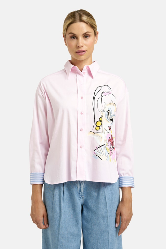 Milano Rose Lady Print Oversized Shirt