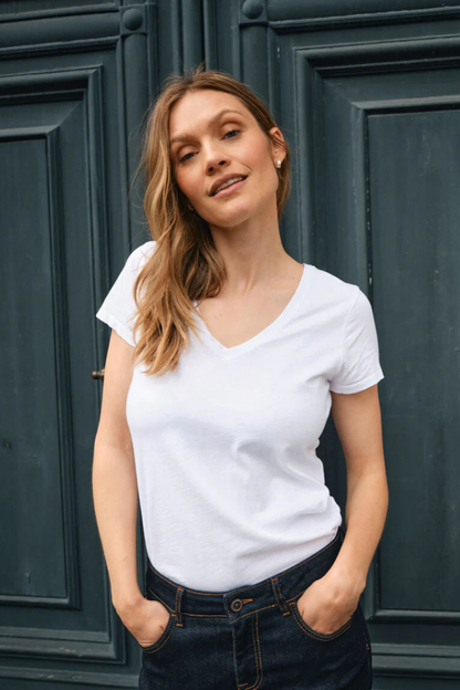 Mos Mosh Arden White V-Neck T-Shirt