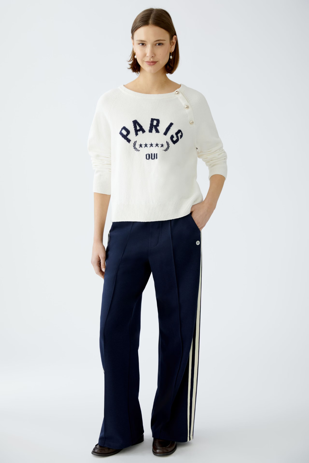 Oui White/Blue Paris Jumper