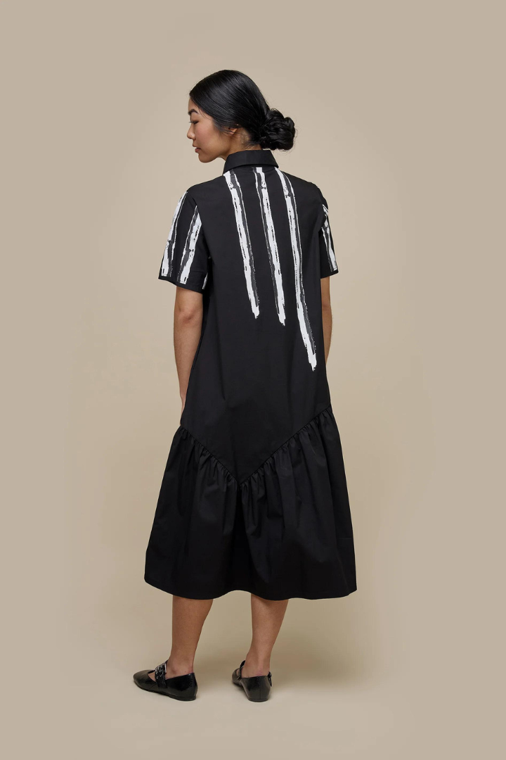 Uchuu Black & Milk Dress with Line Print