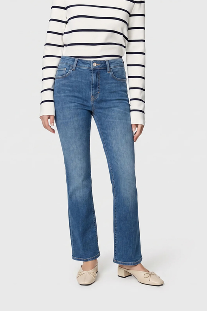Mac Laura Mid Blue Wash Flared Leg Jeans