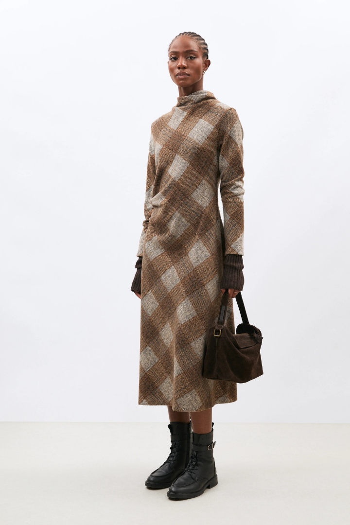 Humility MINORI Camel Plaid Dress