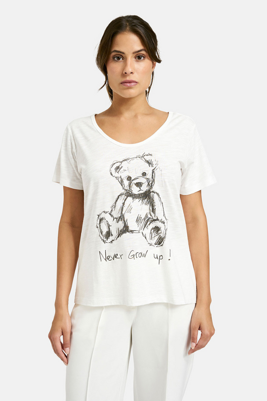 Milano Off White Teddy Print T-Shirt