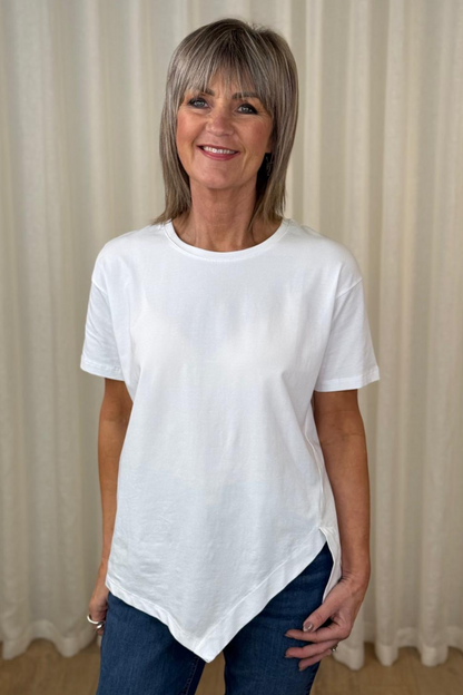 Naya White Asymmetric Hem T-Shirt