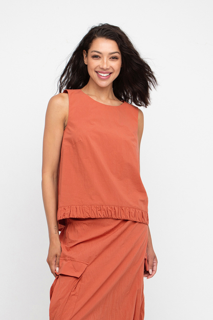 Ozai n Ku Chilli Sleeveless Pleat Top