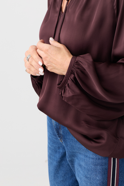 Marc O'Polo Black Cherry Tie Neck Blouse