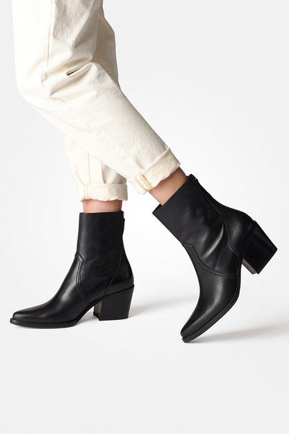 Paul Green Black Classic Calf Heeled Boot