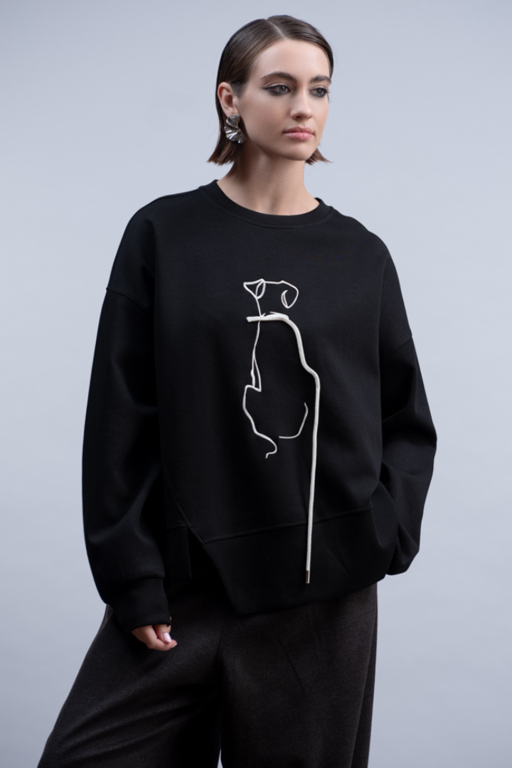Haako Black/White Dog Sweatshirt H2002