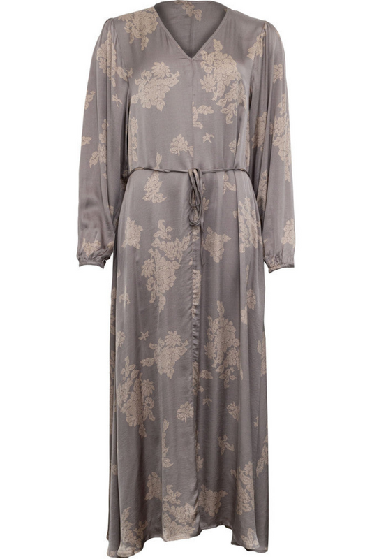 Costamani Grey & Sand Flower V Neck Dress