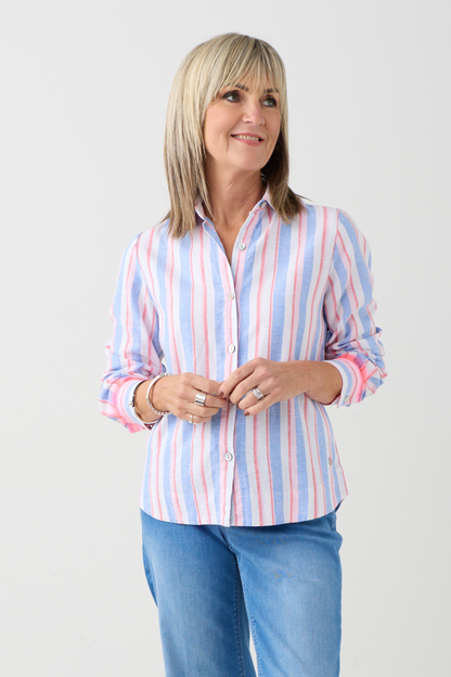 FF Aqua Blue/Pink Stripe Shirt