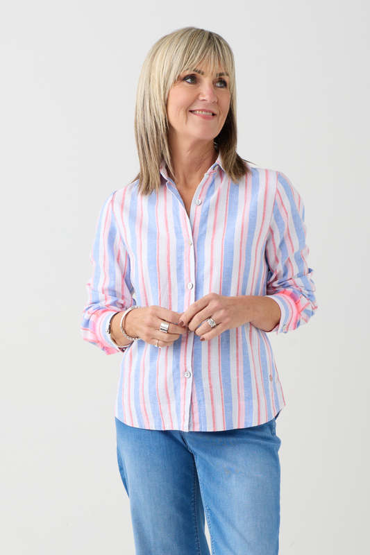 FF Aqua Blue/Pink Stripe Shirt