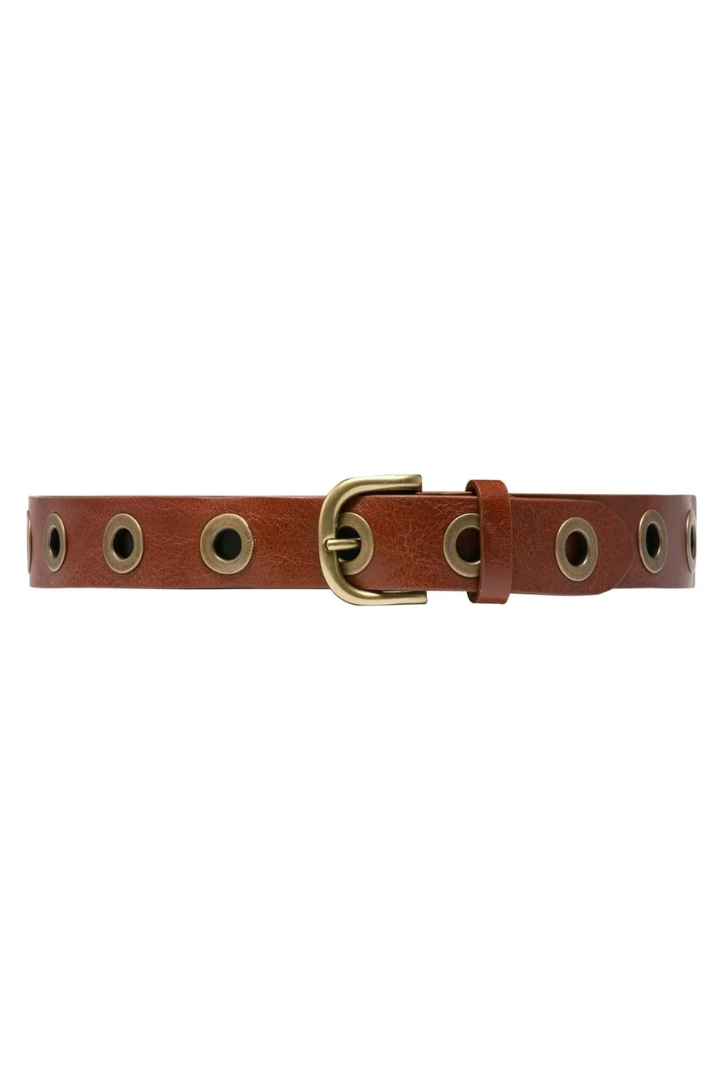 Depeche Cognac Large Eyelets Jeans Belt