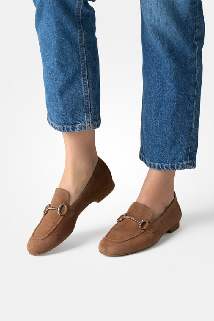 Paul Green Brown/Gold Samtziege Loafer Shoe