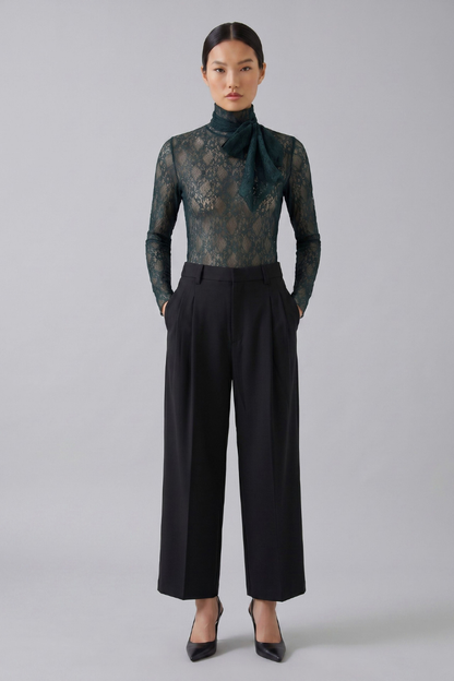 Oui Scarab Turtleneck Tie Detail Top