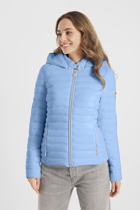 FF Blue Faux Down Hooded Jacket