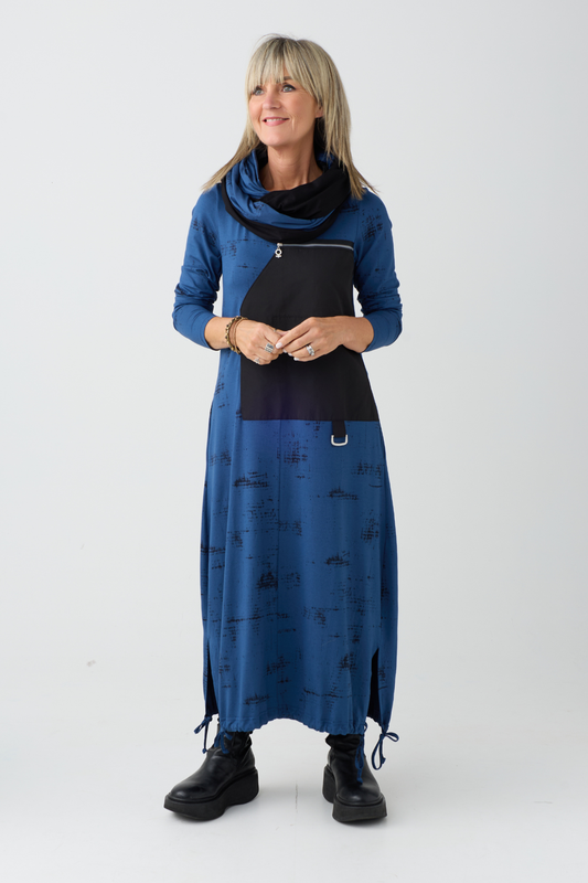 My Soul Blue Print Loop Scarf 8047