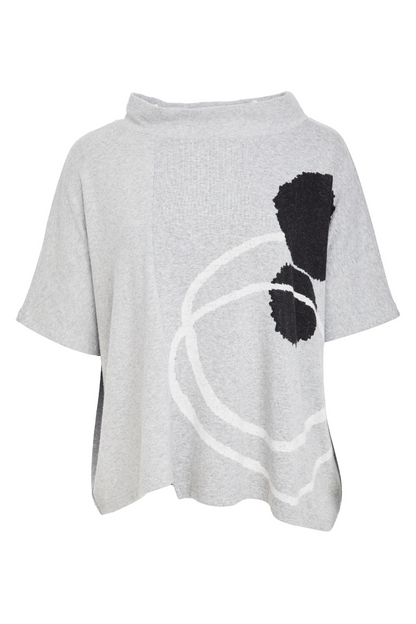Naya Silver High Neck Placement Print Top