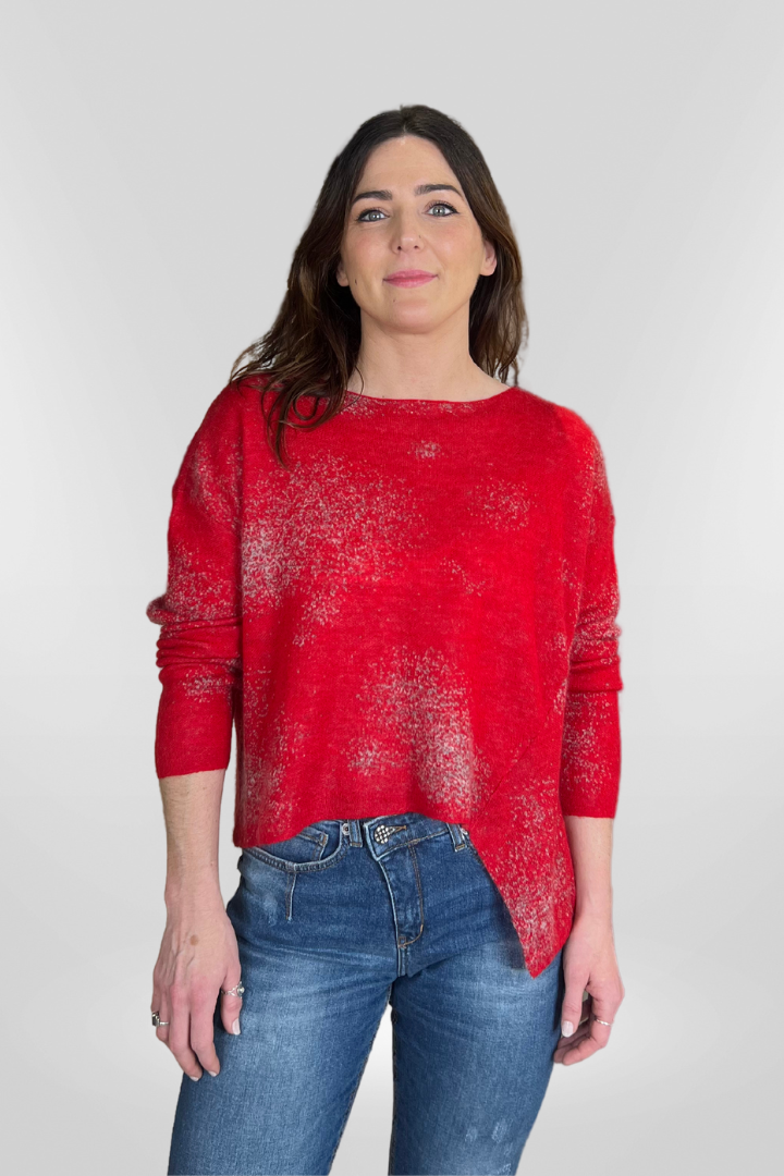 el2 Red Superfine Merino Blend Cropped Jumper