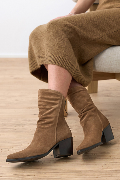 Paul Green Nut Soft Suede Heeled Boot