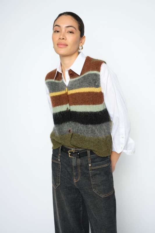 Mos Mosh Esti Rosin Stripe Knit Waistcoat