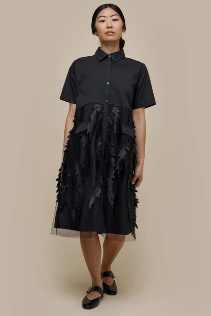 Uchuu Black A line Dress with Mesh Layer Skirt