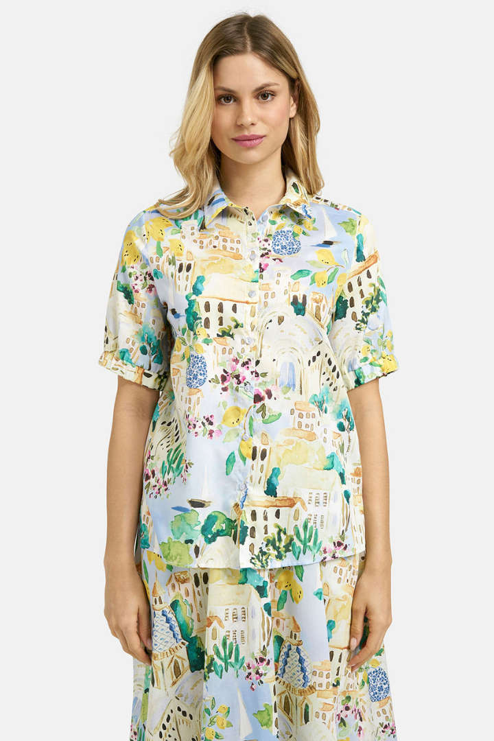 Milano Light Blue Print SS Blouse