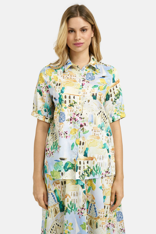 Milano Light Blue Print SS Blouse